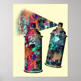 Graffiti und Paint Spritzer Spray Cans Poster