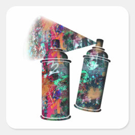 Graffiti und Paint Spritzer Spray Cans Runder Aufkleber