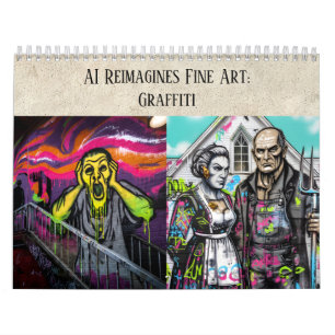 Graffiti Urban AI-Kunstästhetik - Fine Art Remixed Kalender