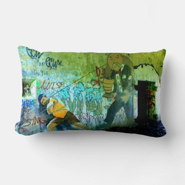 Graffiti von Peaks Island Maine Lendenkissen (Vorderseite)