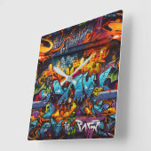 Graffiti Wall Clock Quadratische Wanduhr (Winkel)