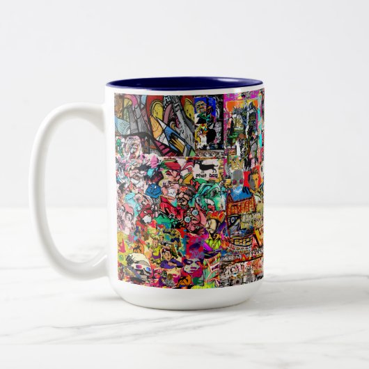 Graffiti wall collage  zweifarbige tasse (Links)