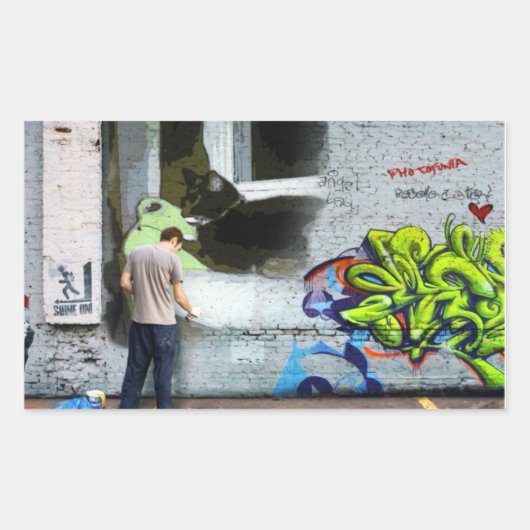 Graffiti Wall Lucy Rechteckiger Aufkleber (Vorderseite)