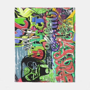 Graffiti Wall: Urban Hip Hop Fleecedecke
