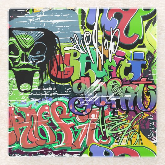 Graffiti Wall: Urban Hip Hop Glasuntersetzer (Vorderseite)