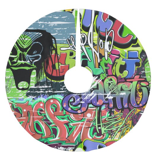 Graffiti Wall: Urban Hip Hop Polyester Weihnachtsbaumdecke (Vorderseite)