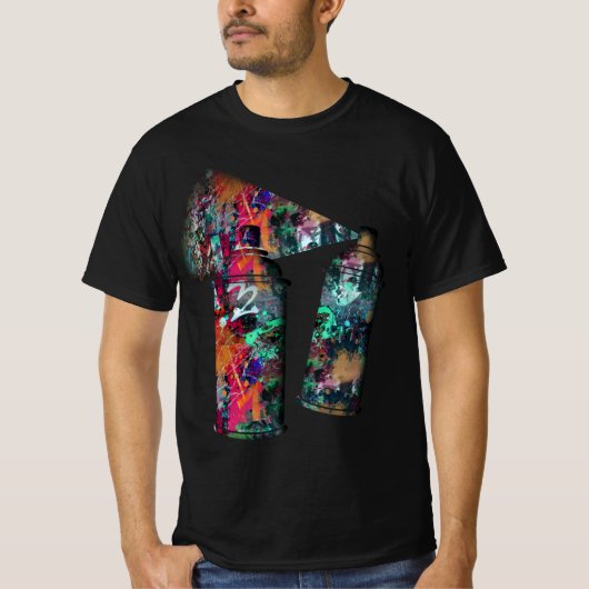 Graffiti-Wand und Spray-Paint-Spritzer T-Shirt (Vorderseite)