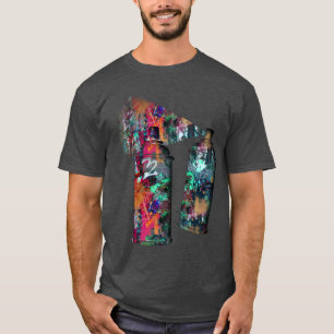 Graffiti-Wand und Sprühfarbspritzer T-Shirt