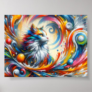 Graffiti-Wandbild einer Katze mit Poster