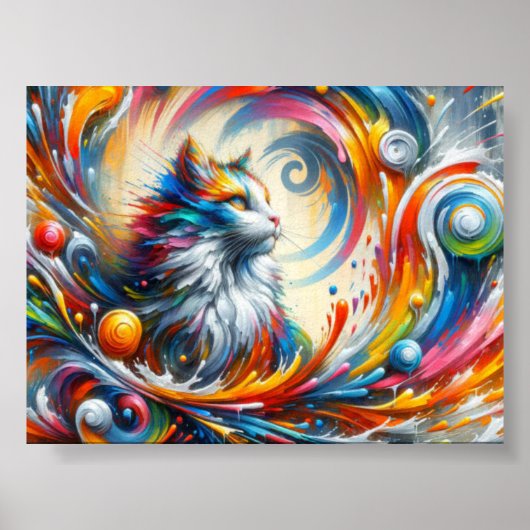 Graffiti-Wandbild einer Katze mit Poster (Vorne)