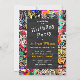 Graffiti-Wandverkleidung mit Tafel Einladung