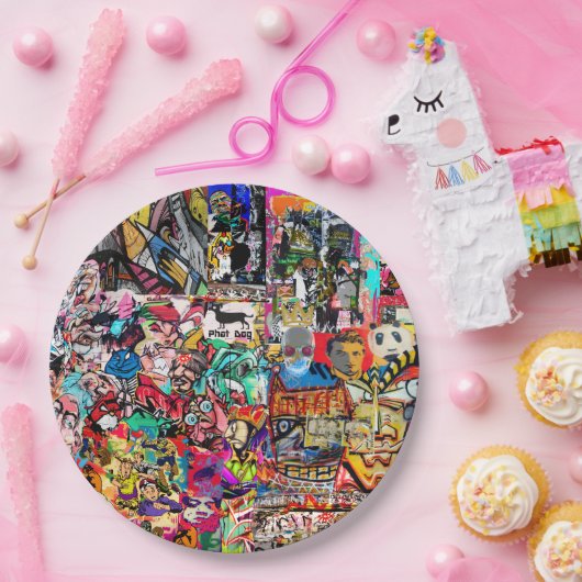 Graffiti-Wandverkleidung Pappteller (Party)