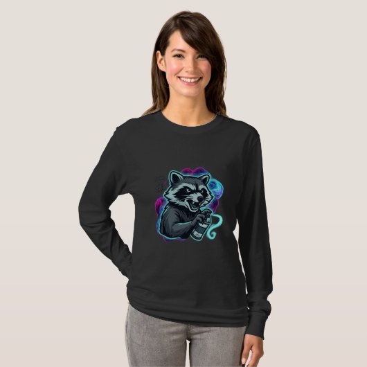 Graffiti-Waschbär-Langarmshirt T-Shirt (Vorne ganz)