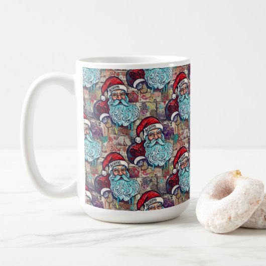 Graffiti-Weihnachtsmann Kaffeetasse (Mit Donut)