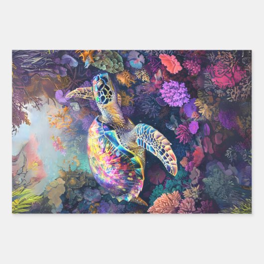 Graffiti Whale Neon Turtles Decoupage Geschenkpapier Set (Vorderseite 2)