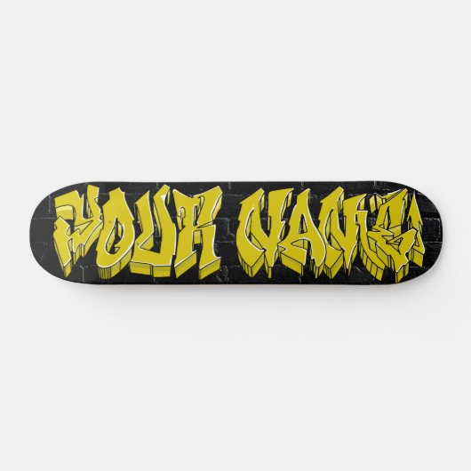 GRAFFITI WILDSTYLE GOLD CUSTOM SKATEBOARD (Horizontal)