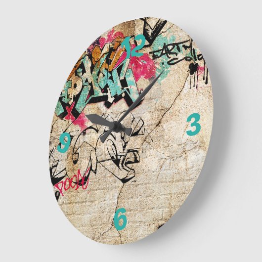 Graffiti with Numbers Große Wanduhr (Winkel)
