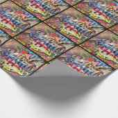 Graffiti-Ziegel, gekratzt oder gestrichen Geschenkpapier (Ecke)