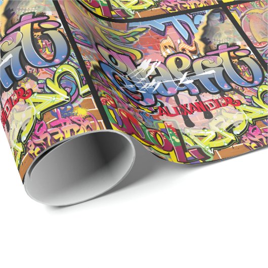 Graffiti-Ziegel, gekratzt oder gestrichen Geschenkpapier (Rolleneckpunkt)