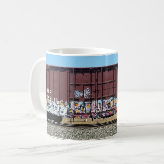 Graffiti-Zug - Rost-Fracht-Zug-Tasse Kaffeetasse (Vorderseite Links)