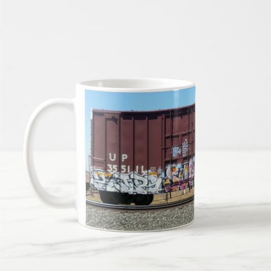 Graffiti-Zug - Rost-Fracht-Zug-Tasse Kaffeetasse (Links)