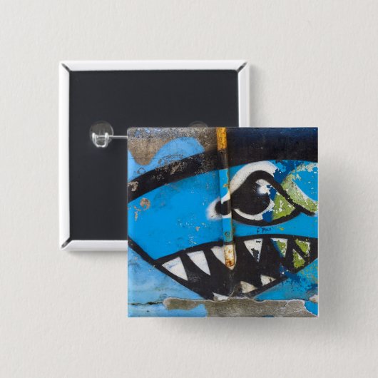 Graffitihaifischknopf Button (Vorne & Hinten)