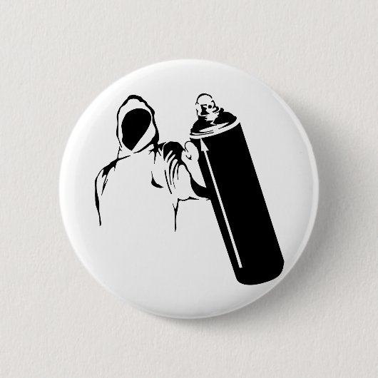 Graffitiverfasser mit Spraydosen-Schablone Button (Vorderseite)