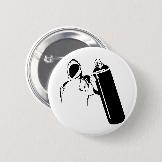 Graffitiverfasser mit Spraydosen-Schablone Button (Vorne & Hinten)