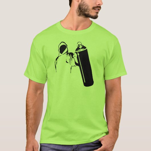 Graffitiverfasser mit Spraydosen-Schablone T-Shirt (Vorderseite)