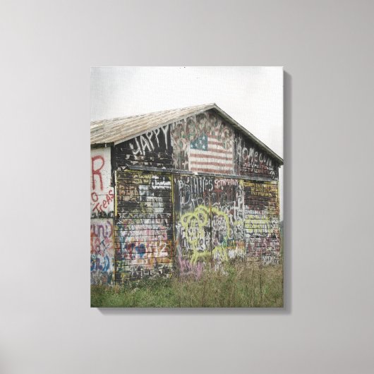 Graffitti Barn in Iowa Leinwanddruck (Vorderseite)