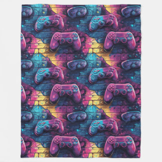 Graffitti GameController Urban Pattern Gamer Room Fleecedecke