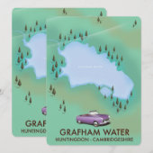 Grafham Water Huntingdon Cambridgeshire Karte (Vorne/Hinten)