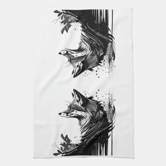 Grafik Art Fox Wild Animal Nature Art Geschirrtuch (Vertikal)