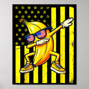 Grafik Banane Retro Amerikanische Flagge Dabbing B Poster