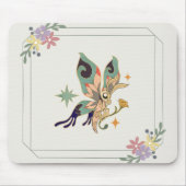 Grafik, Beige Illustration Fairy Butterfly Mousepad (Vorne)