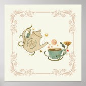 Grafik, Beige Tea Time Illustration Poster (Vorne)