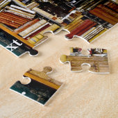 Grafik: Buchmauer in einer Bibliothek, Puzzle (Seite)