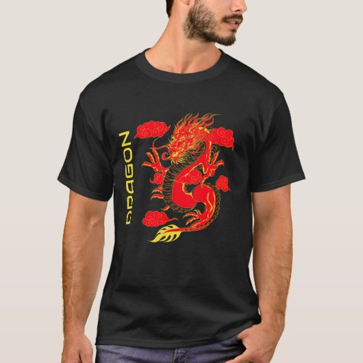 Grafik-chinesischer Drachenstil T-Shirt (Vorderseite)