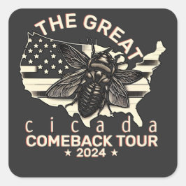 Grafik Cicada Comeback Tour 2024 Design Quadratischer Aufkleber