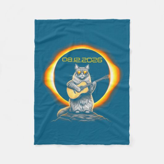 Grafik Damen Eclipse Cat Gitarre 08 Fleecedecke (Vorderseite)