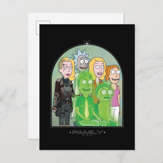 Grafik der Rick- und Morty-Familie Postkarte (Vorne/Hinten)