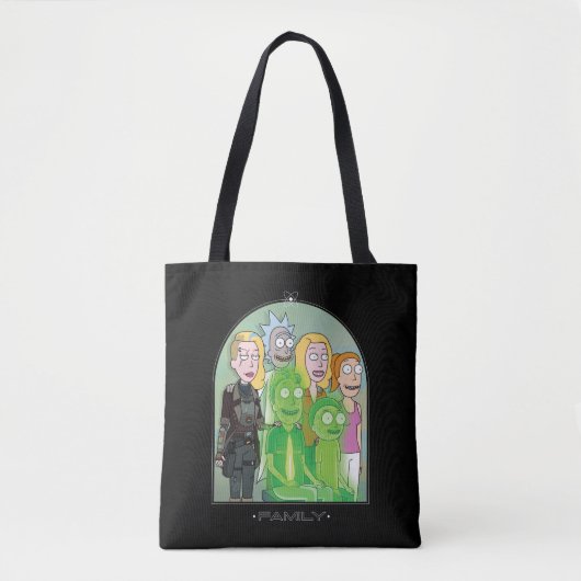Grafik der Rick- und Morty-Familie Tasche (Vorderseite)