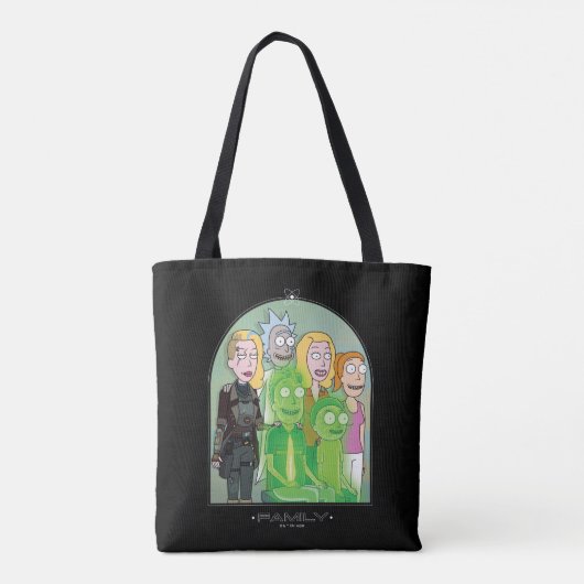 Grafik der Rick- und Morty-Familie Tasche (Rückseite)