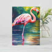 Grafik der rosa Flamingo im Aquarell Dankeskarte (Stehend Vorderseite)