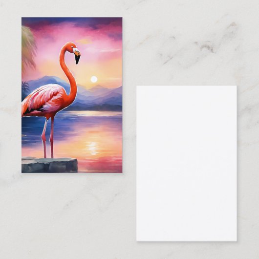 Grafik der rosa Flamingo im Aquarell Visitenkarte (Vorne/Hinten)