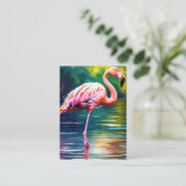 Grafik der rosa Flamingo im Aquarell Visitenkarte (Stehend Vorderseite)