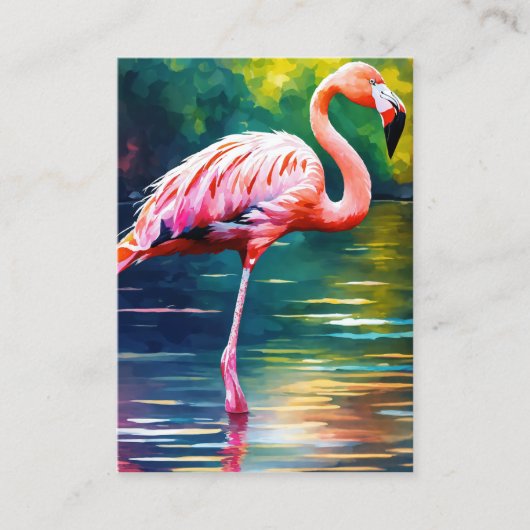 Grafik der rosa Flamingo im Aquarell Visitenkarte (Vorderseite)