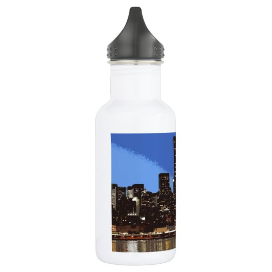 Grafik der Skyline von New York in der Nacht Edelstahlflasche (Links)