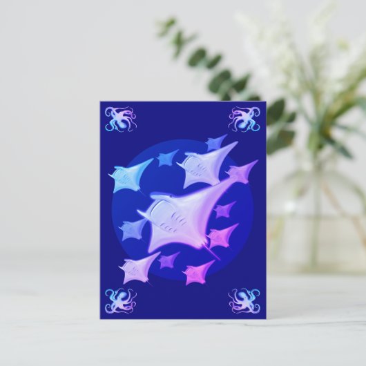 Grafik Design Manta Ray Lover Postkarte (Stehend Vorderseite)