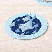 Grafik Design Manta Ray Lover Runder Pappuntersetzer (Angewinkelt)